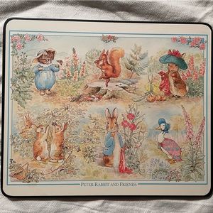 Vintage Beatrix Potter Peter Rabbit & Friends 5 hard backed place mats MINT cond